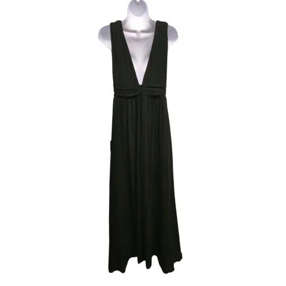Lulus Heavenly Hues Maxi Dress Small Black Chiffon Side Slit Formal Wedding Prom - Picture 3 of 7